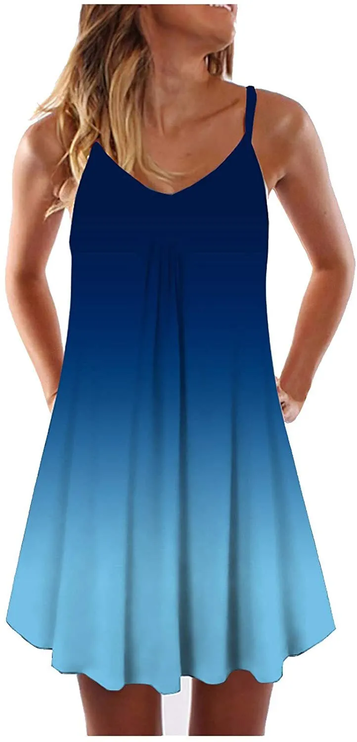 NXY Winsummer Women Dresses Summer Mini Sleeveless Flower Print Plus Size Boho Dress Short Tank Dress A-Line Beach Sundress