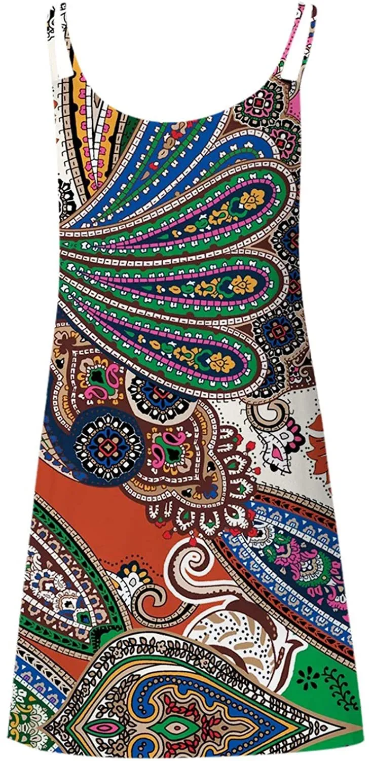 NXY Winsummer Women Dresses Summer Mini Sleeveless Flower Print Plus Size Boho Dress Short Tank Dress A-Line Beach Sundress