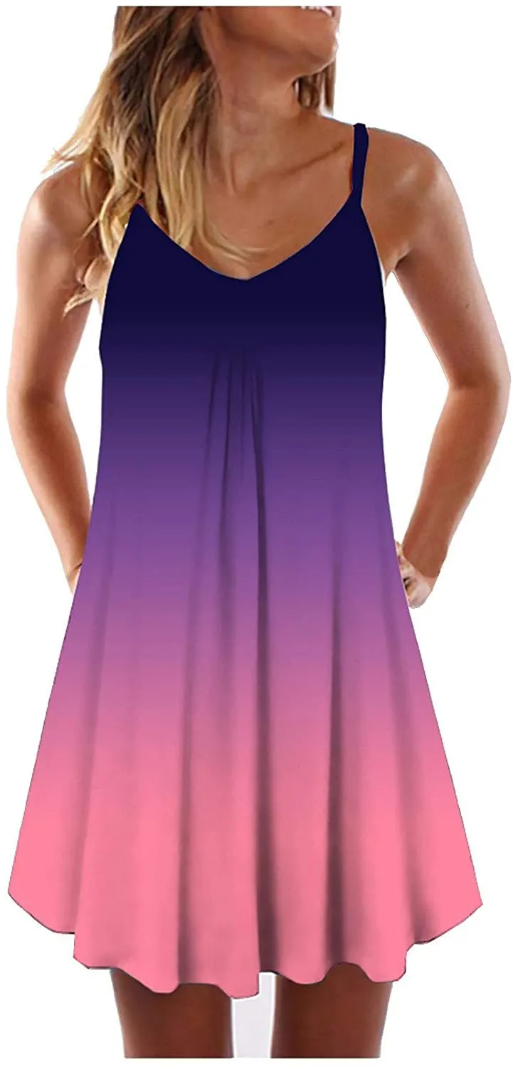 NXY Winsummer Women Dresses Summer Mini Sleeveless Flower Print Plus Size Boho Dress Short Tank Dress A-Line Beach Sundress