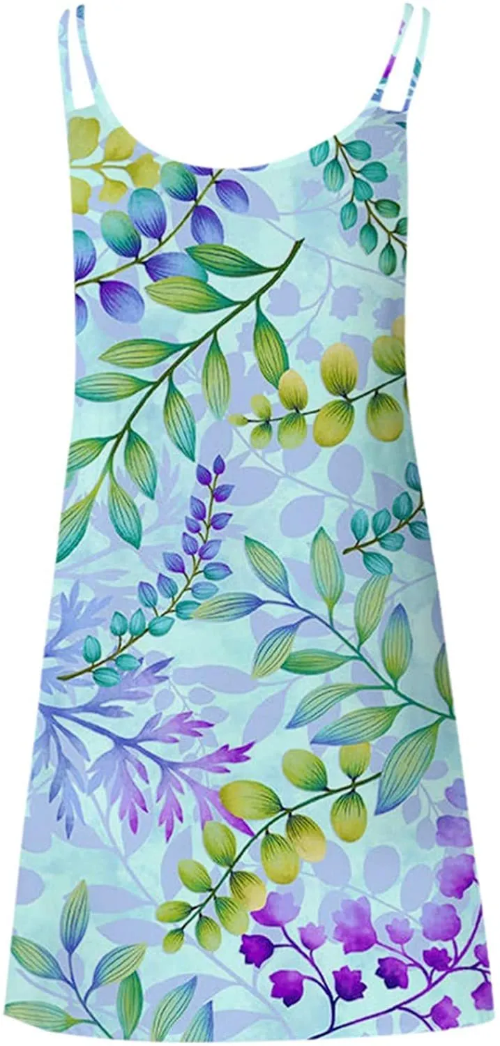 NXY Winsummer Women Dresses Summer Mini Sleeveless Flower Print Plus Size Boho Dress Short Tank Dress A-Line Beach Sundress