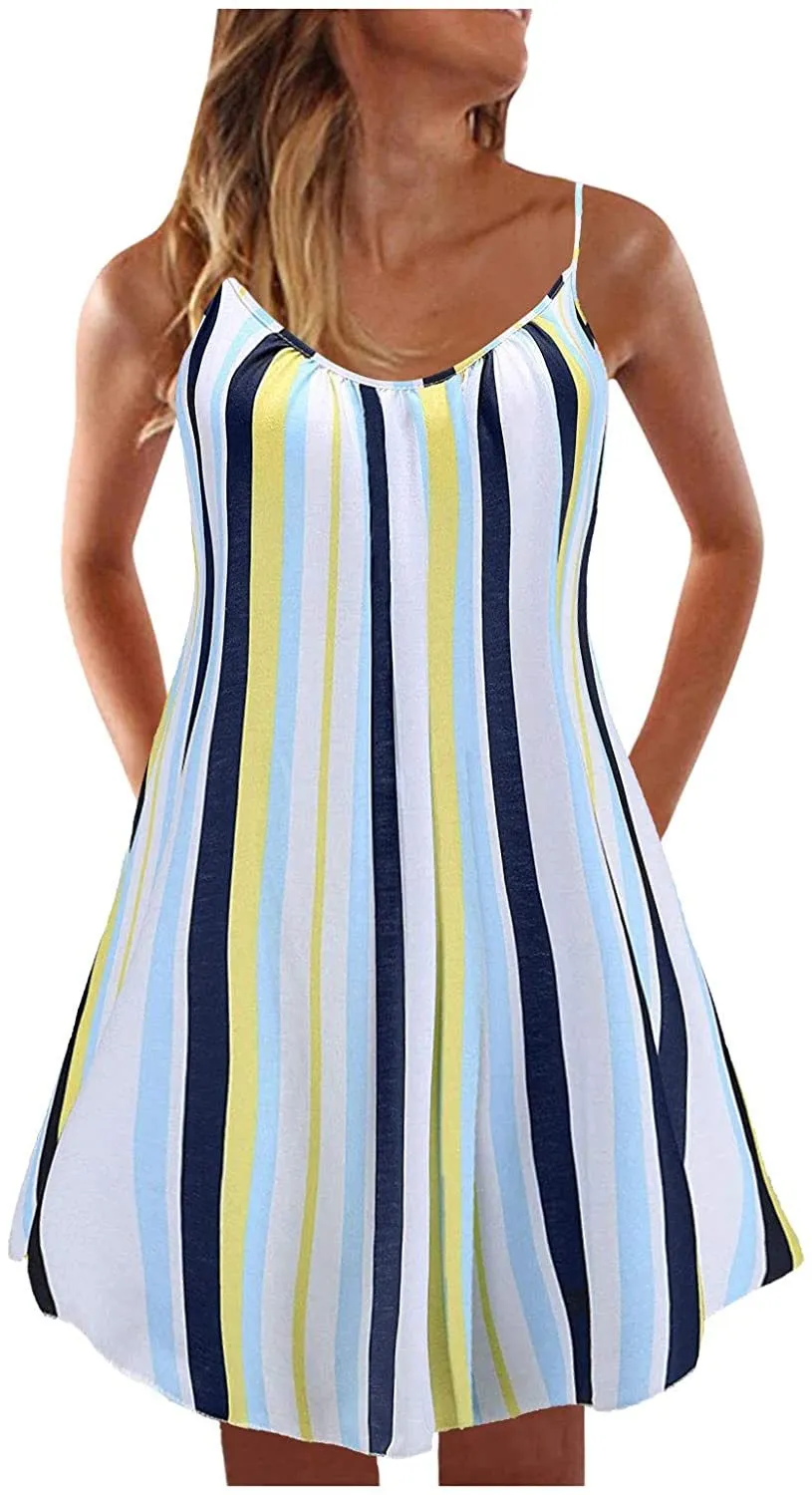 NXY Winsummer Women Dresses Summer Mini Sleeveless Flower Print Plus Size Boho Dress Short Tank Dress A-Line Beach Sundress