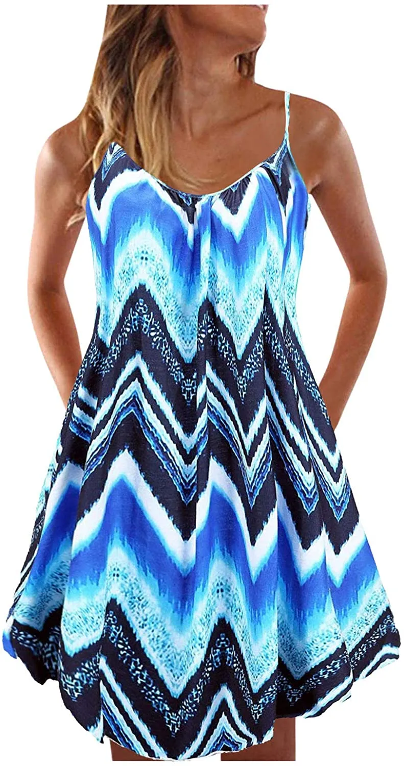 NXY Winsummer Women Dresses Summer Mini Sleeveless Flower Print Plus Size Boho Dress Short Tank Dress A-Line Beach Sundress