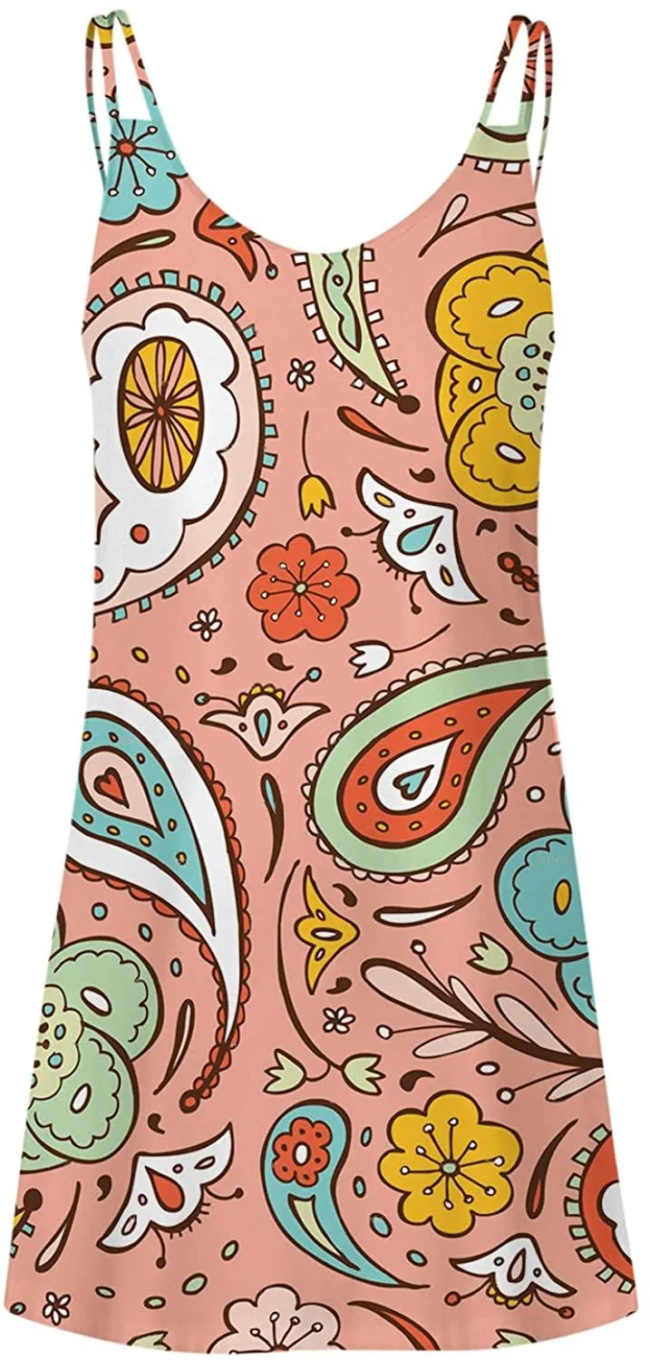 NXY Winsummer Women Dresses Summer Mini Sleeveless Flower Print Plus Size Boho Dress Short Tank Dress A-Line Beach Sundress