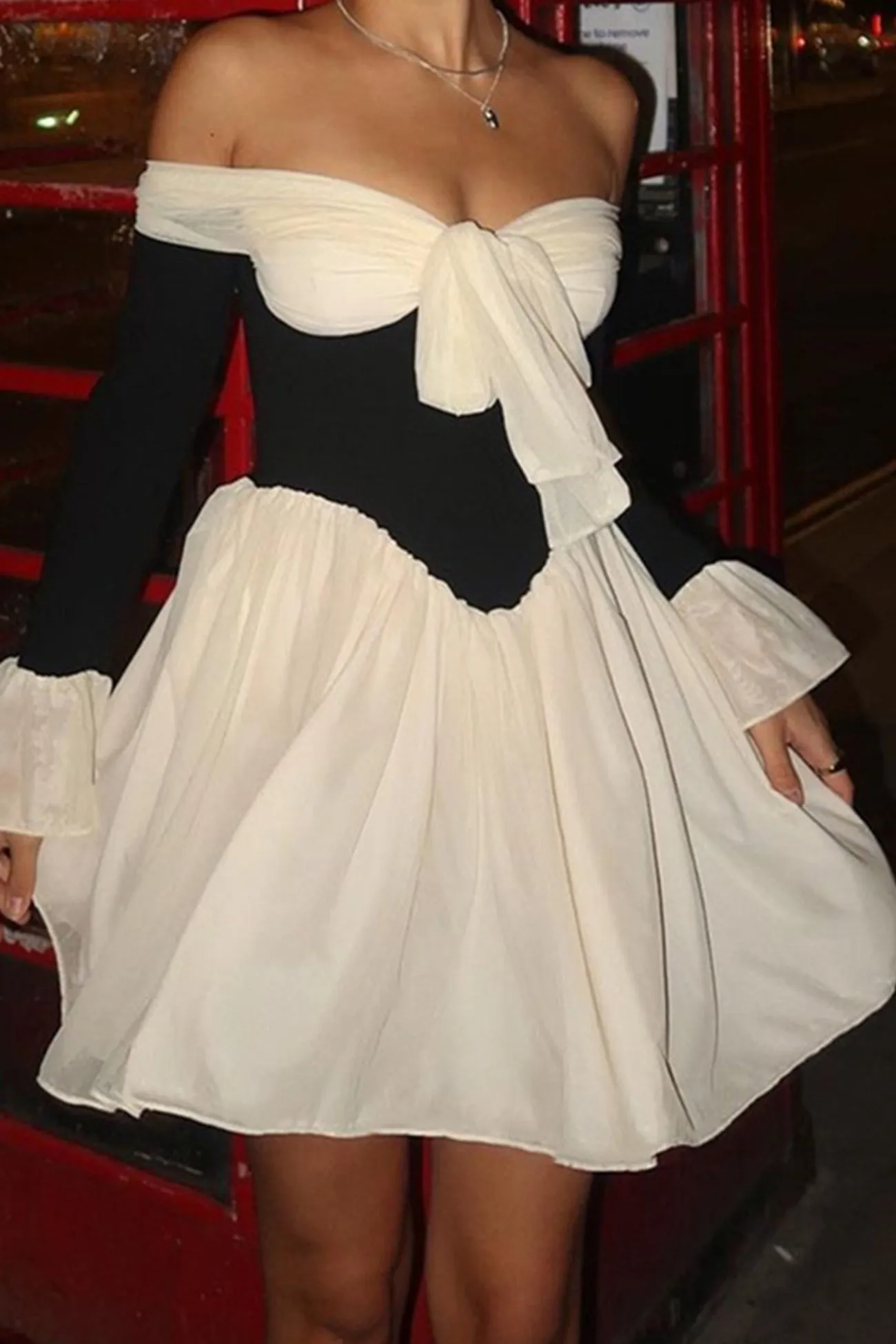 Off Shoulder Bow Corset Dress
