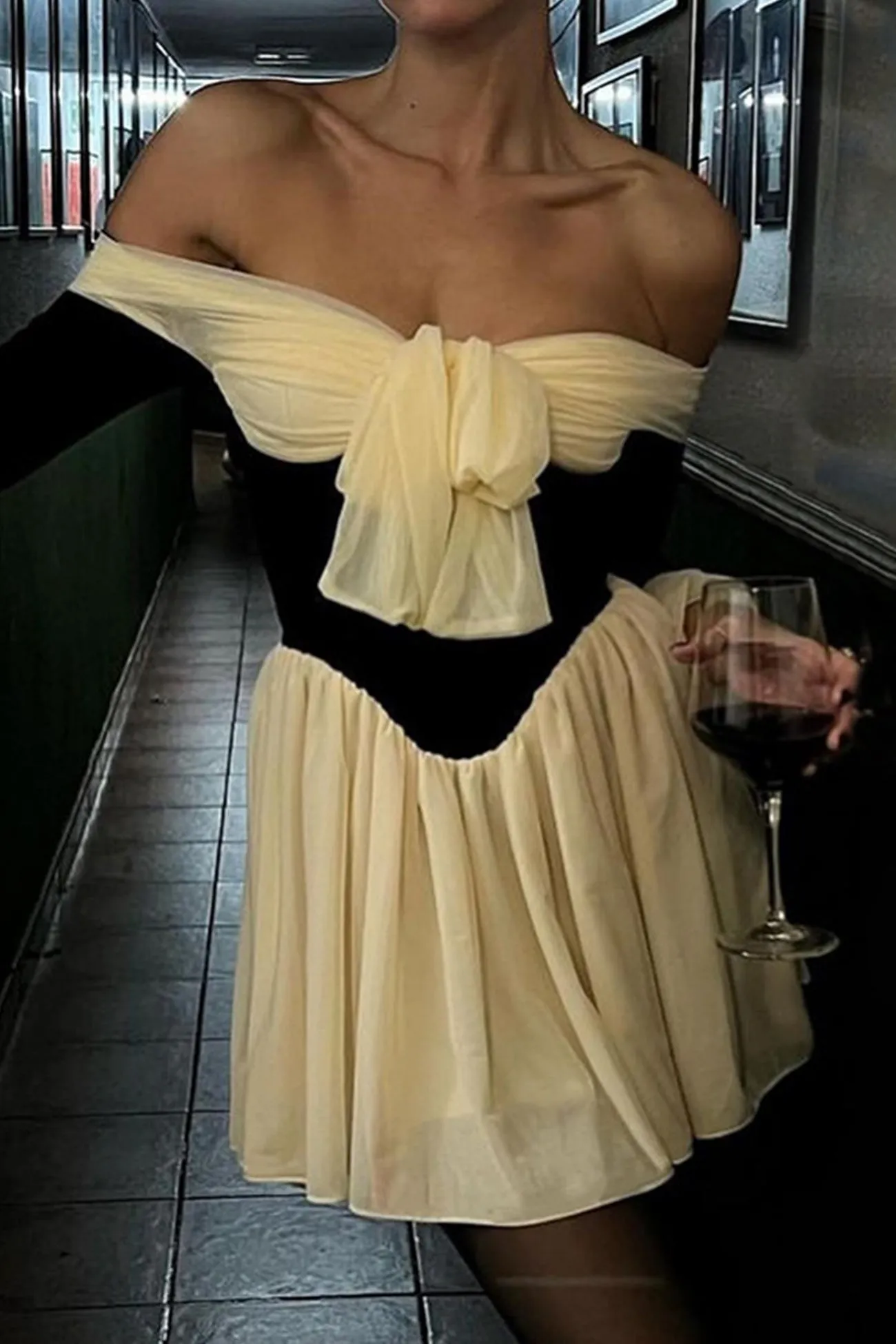 Off Shoulder Bow Corset Dress