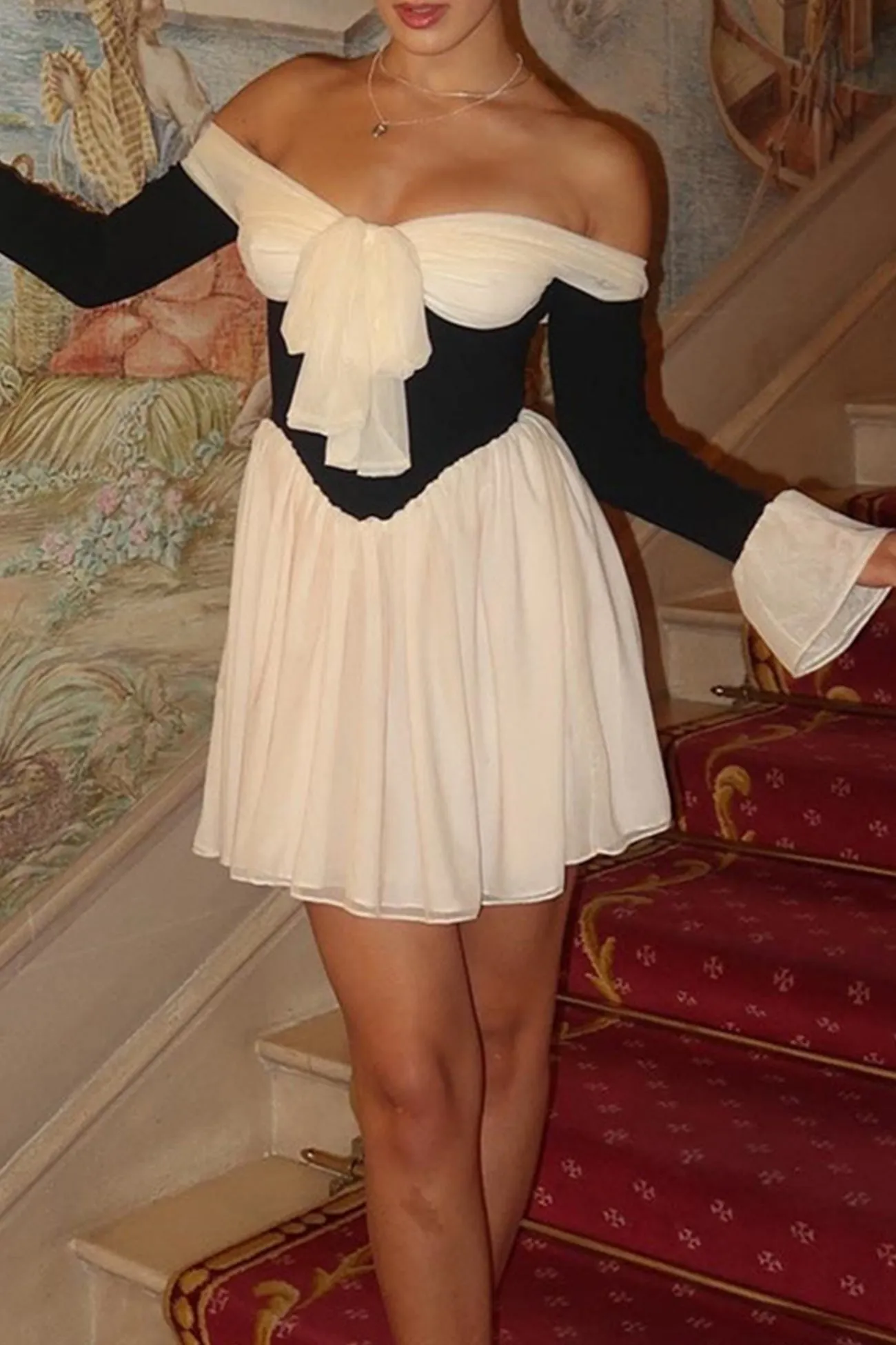 Off Shoulder Bow Corset Dress