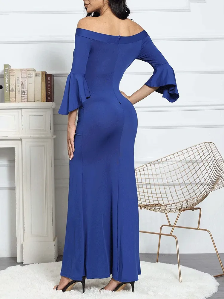 Off Shoulder High Split Maxi Dress