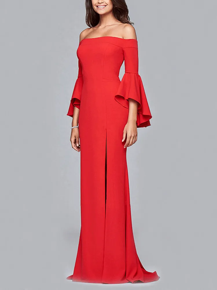Off Shoulder High Split Maxi Dress