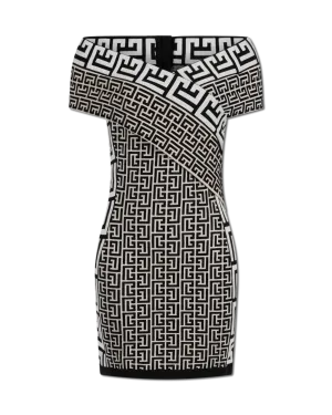 Off-Shoulder Monogram Knit Mini Dress