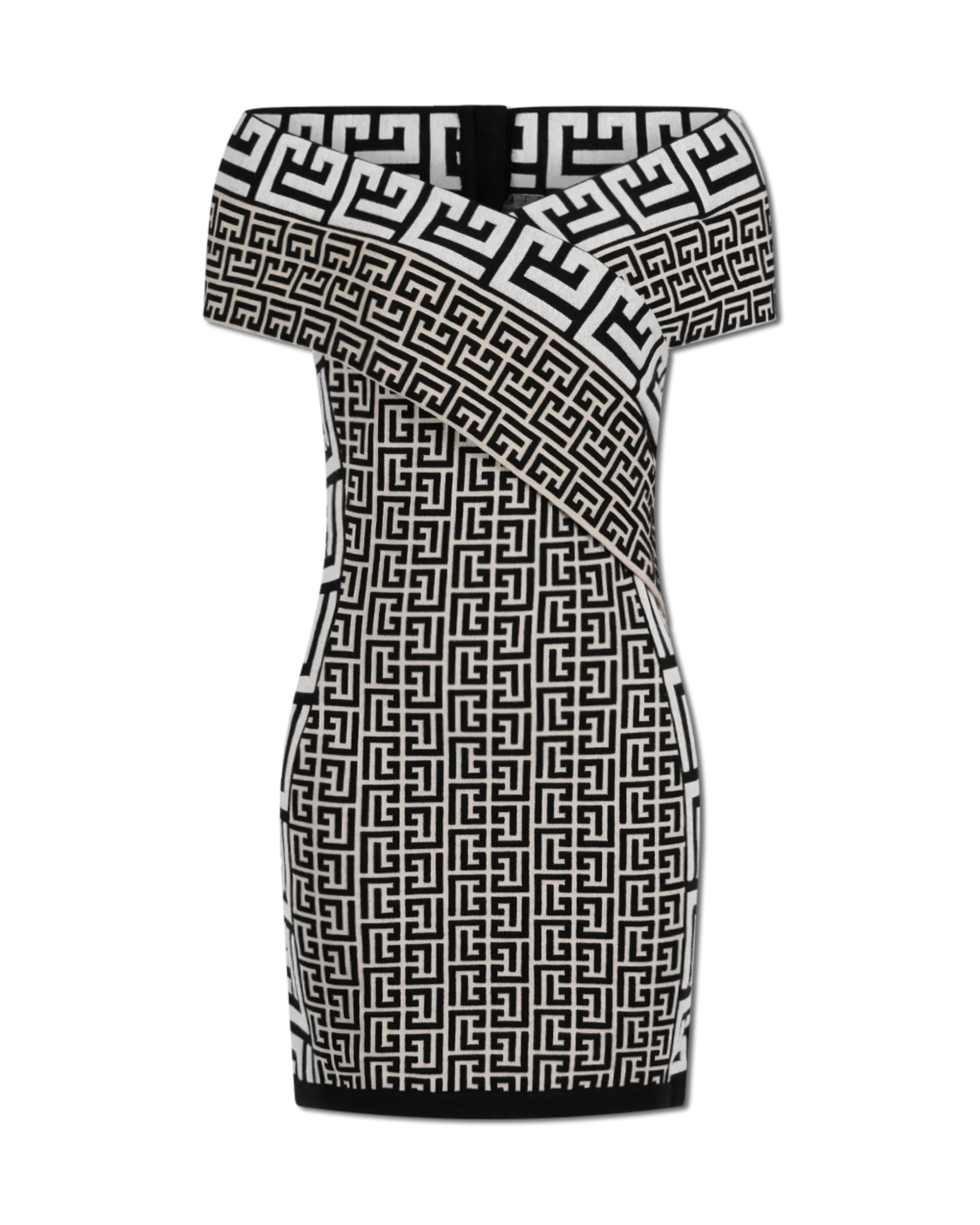 Off-Shoulder Monogram Knit Mini Dress