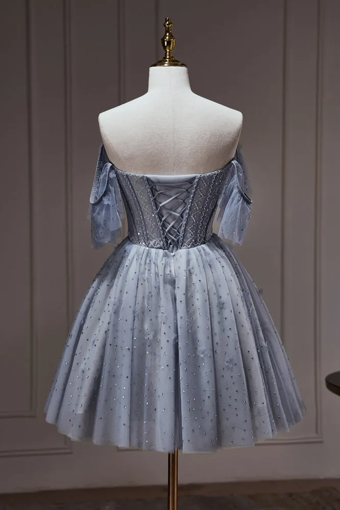Off The Shoulder Tulle Short Homecoming Dresses