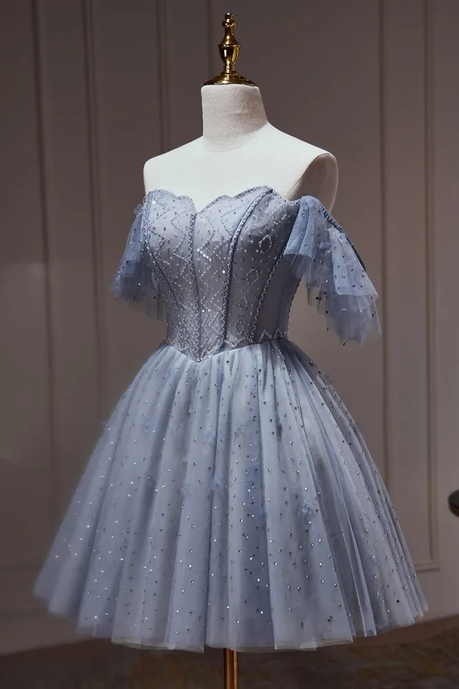 Off The Shoulder Tulle Short Homecoming Dresses