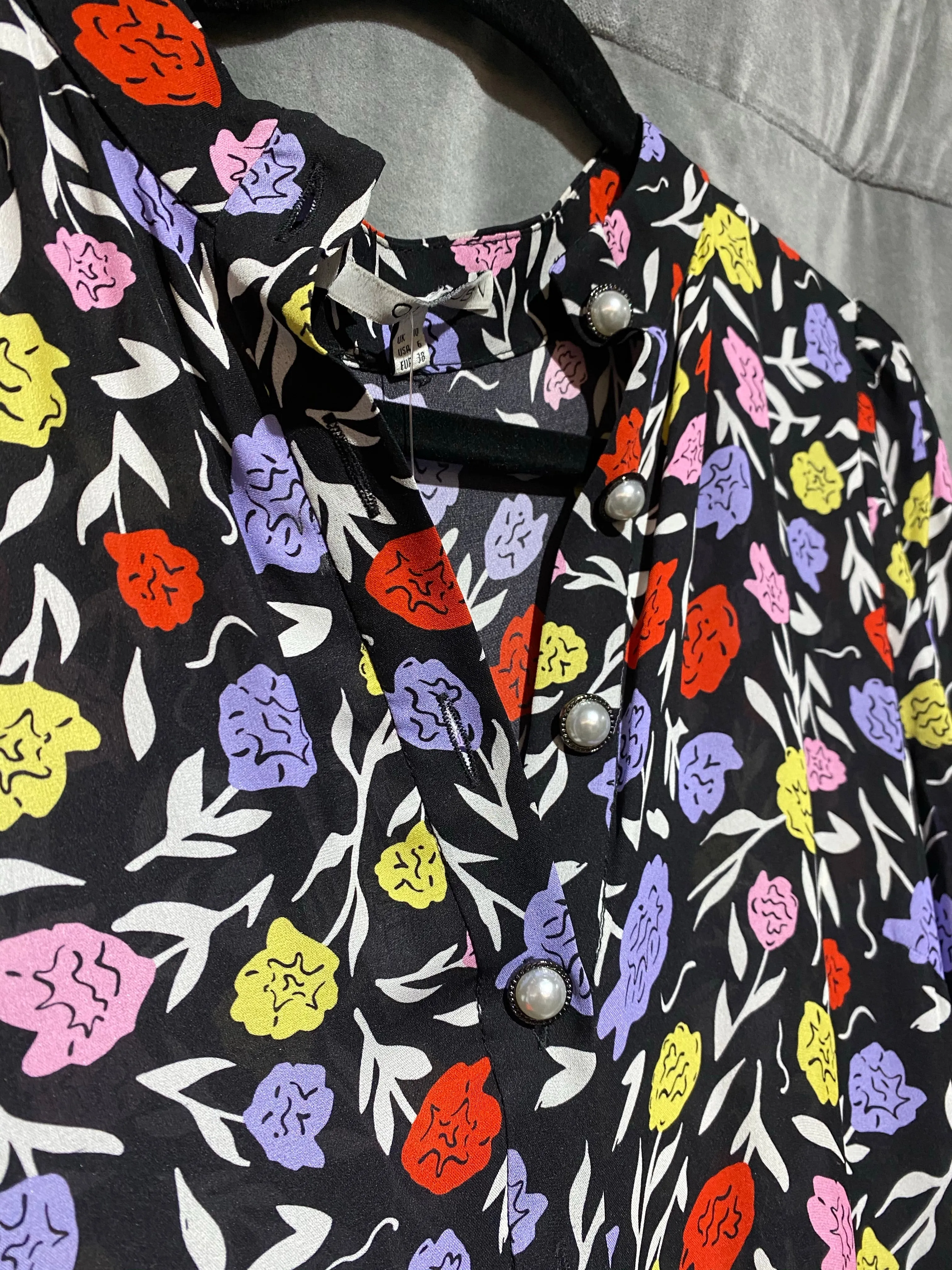 Olivia Rubin Long Sleeve Floral Print Dress with Pearl Buttons