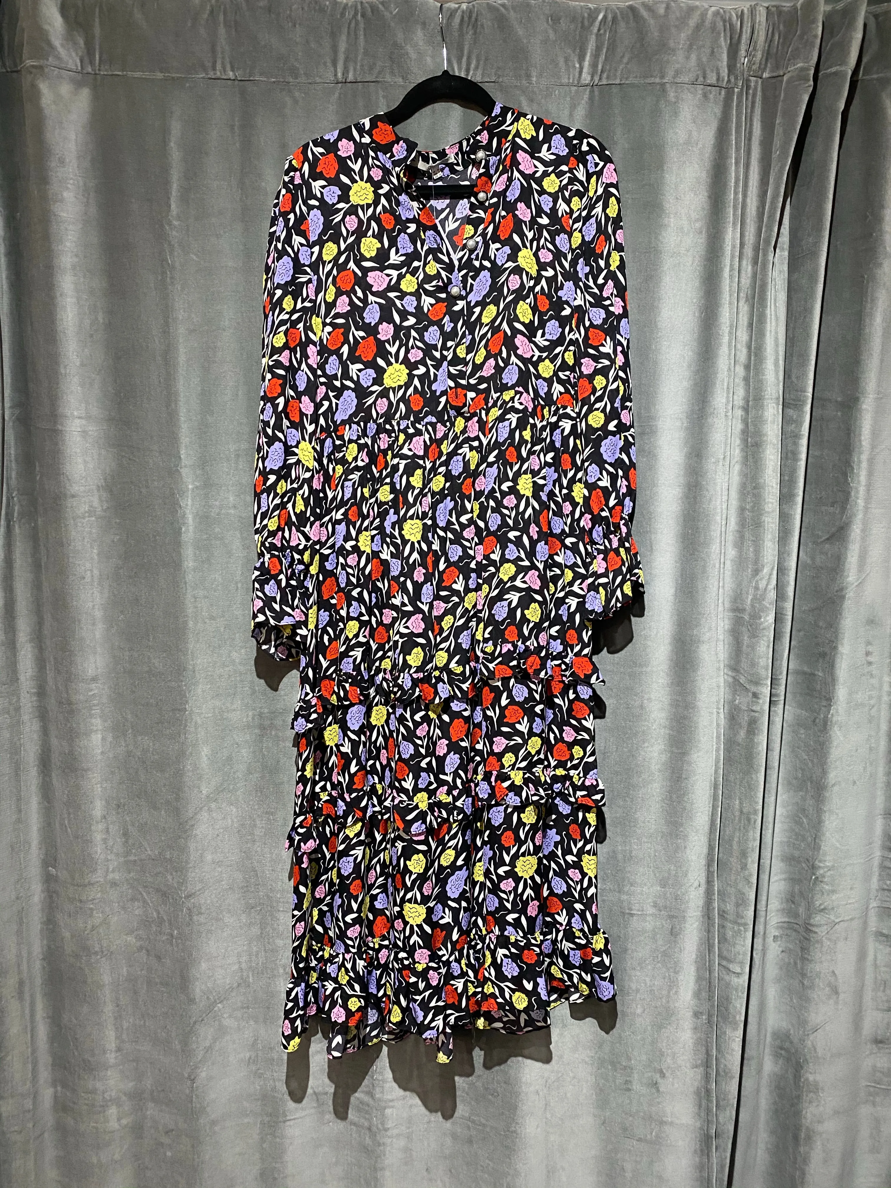 Olivia Rubin Long Sleeve Floral Print Dress with Pearl Buttons