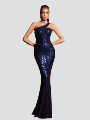 One Shoulder Sequin Formal Dress M02050