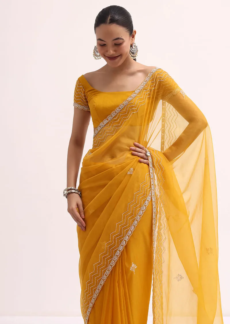 Orange Organza Saree