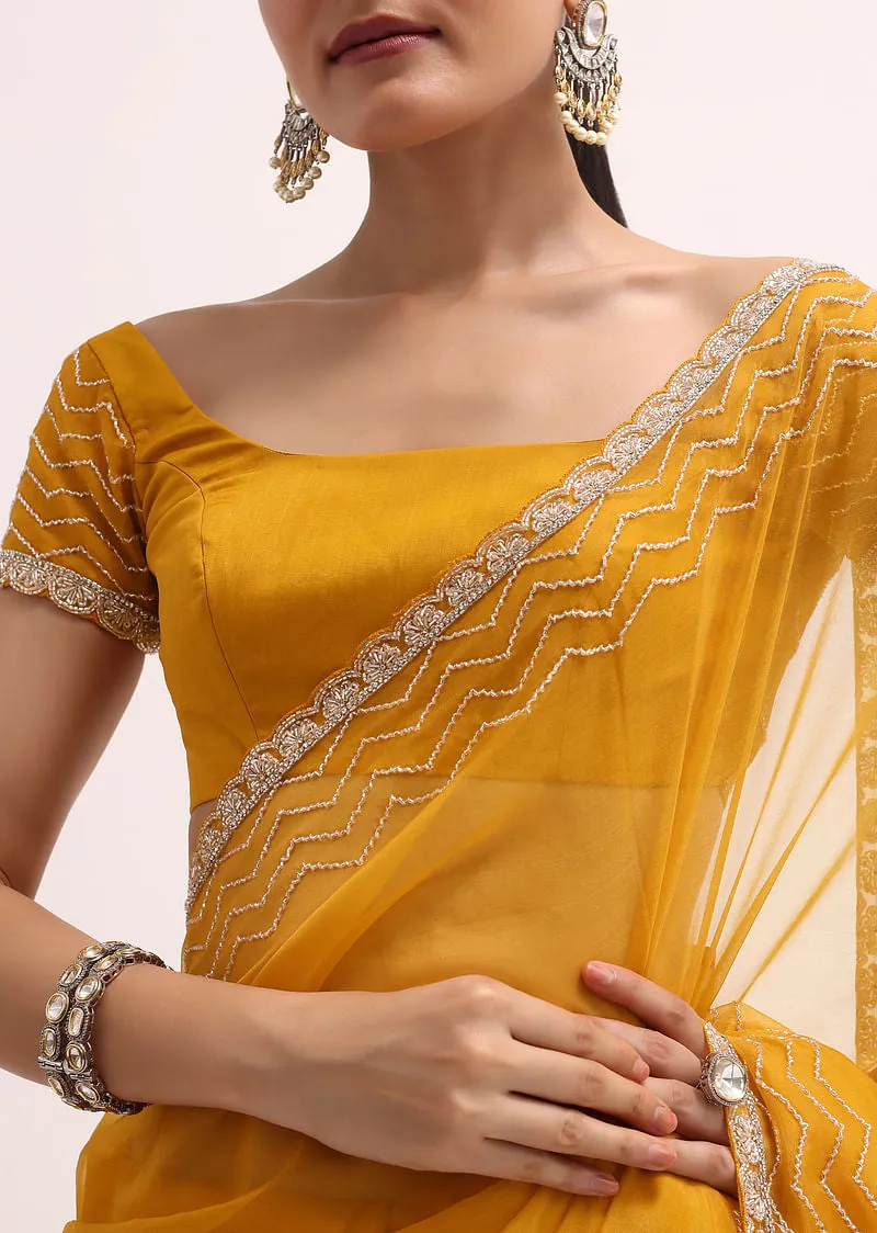 Orange Organza Saree