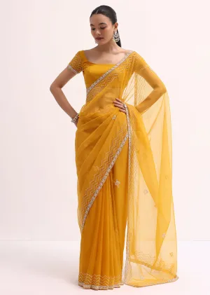 Orange Organza Saree