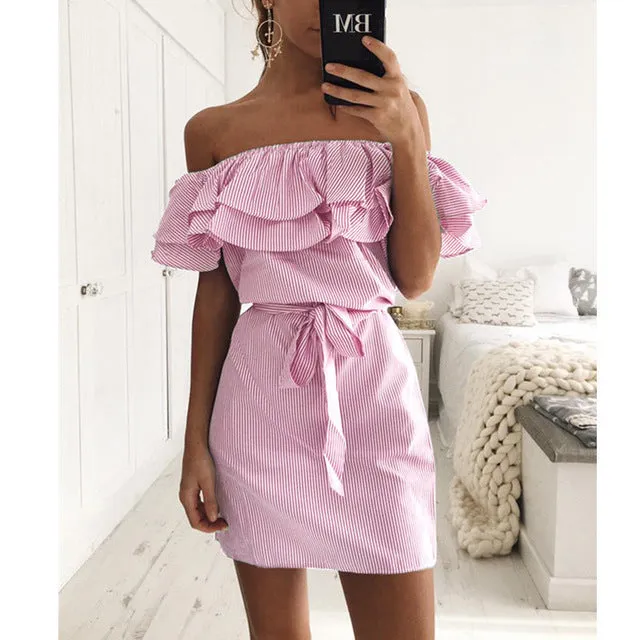 Paige Off the Shoulder Ruffle Mini