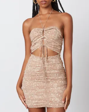 Paisley Ruch Cut Out Halter Mini Dress