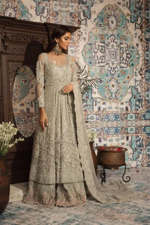 Pakistani Bridal Dress in Blue Gown and Dupatta Style