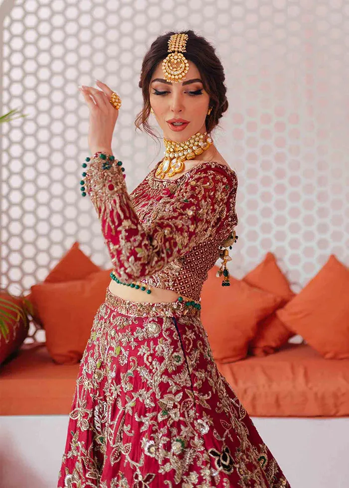 Pakistani Bridal Dress in Red Lehenga and Choli Style