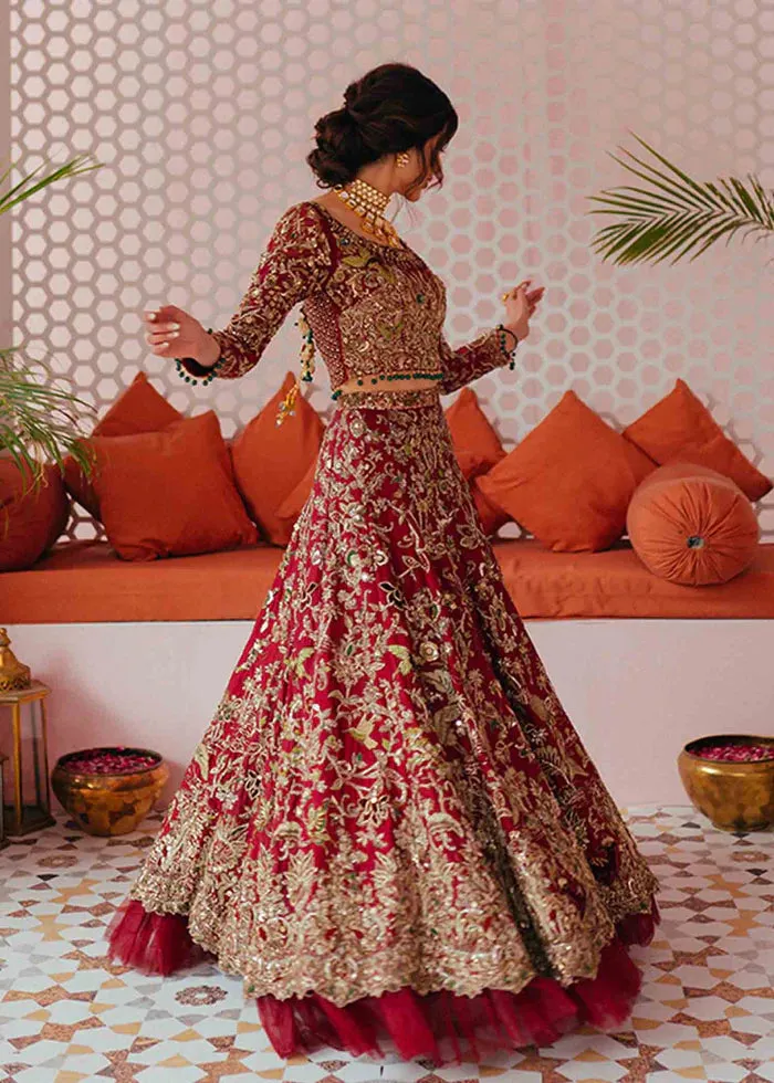 Pakistani Bridal Dress in Red Lehenga and Choli Style