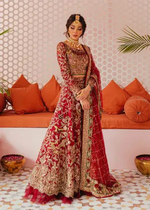 Pakistani Bridal Dress in Red Lehenga and Choli Style