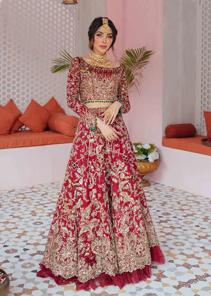 Pakistani Bridal Dress in Red Lehenga and Choli Style