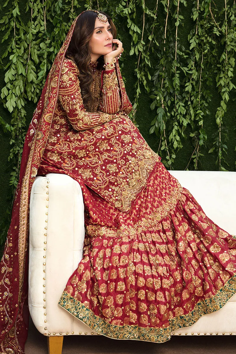 Pakistani Bridal Farshi Gharara in Red Color #Y6063