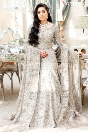 Pakistani Bridal Lehenga Choli in Ivory Online #BS86