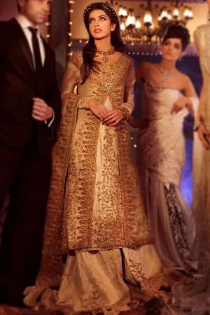 Pakistani Bridal Lehnga Shirt in Ivory Color #N7094