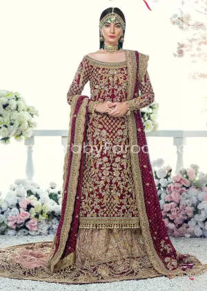 Pakistani Bridal Long Shirt with Lehenga Online #BB108