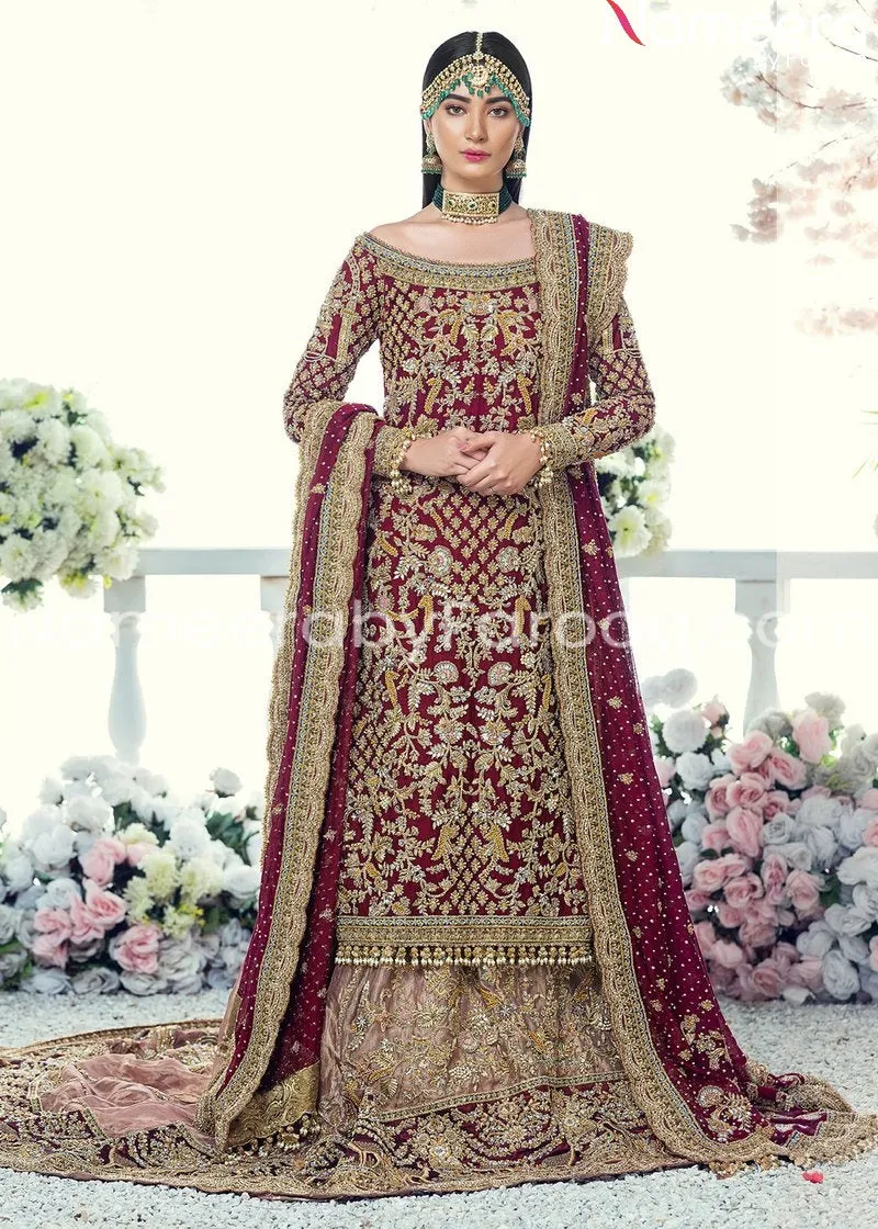 Pakistani Bridal Long Shirt with Lehenga Online #BB108