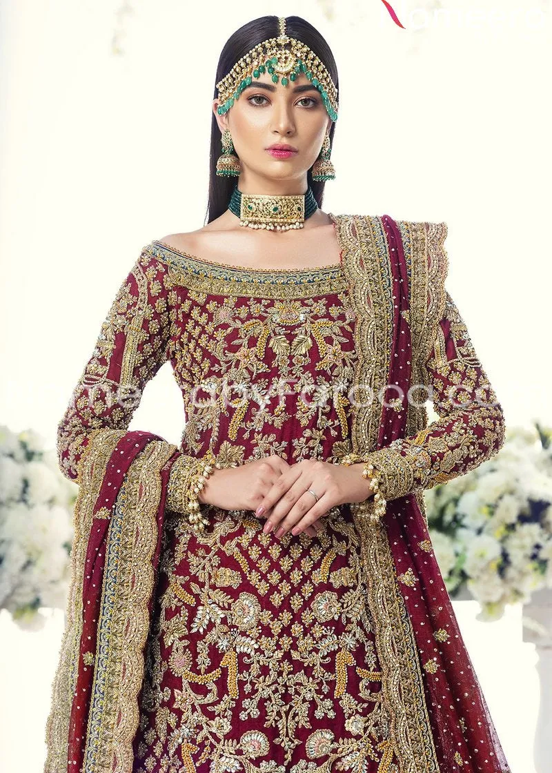 Pakistani Bridal Long Shirt with Lehenga Online #BB108