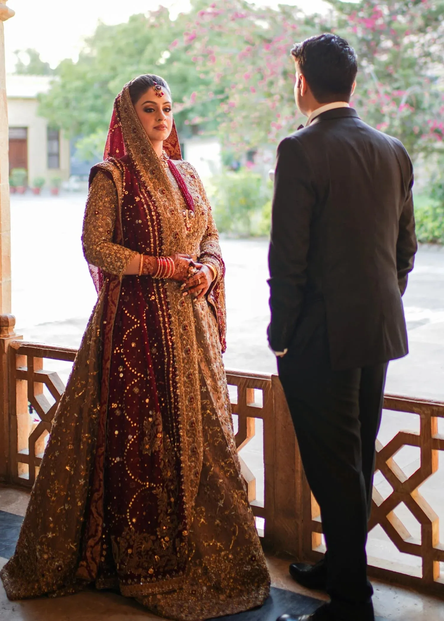 Pakistani Bridal Outfit in Net Choli and Lehenga Style