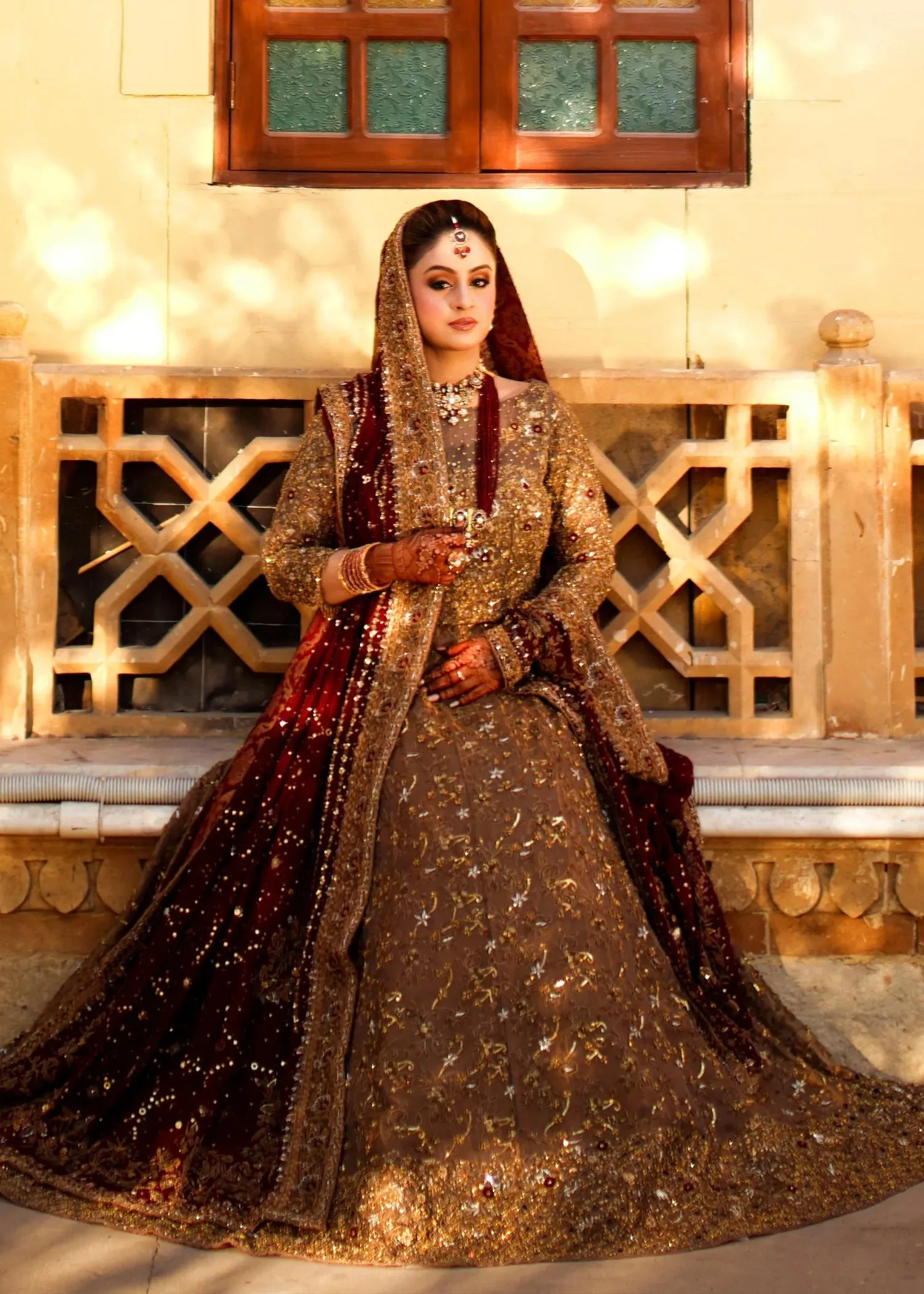 Pakistani Bridal Outfit in Net Choli and Lehenga Style