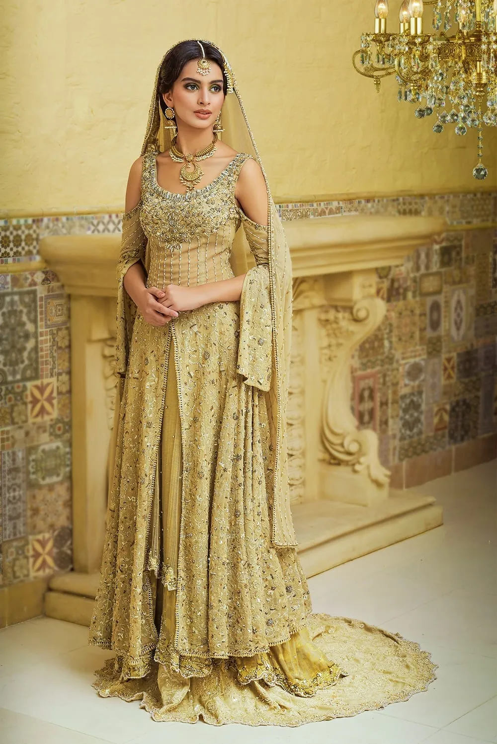 Pakistani Bridal Pashwaz and Lehnga for Wedding #N7092