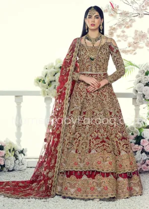 Pakistani Bridal Red Frock Lehenga for Wedding #BB106