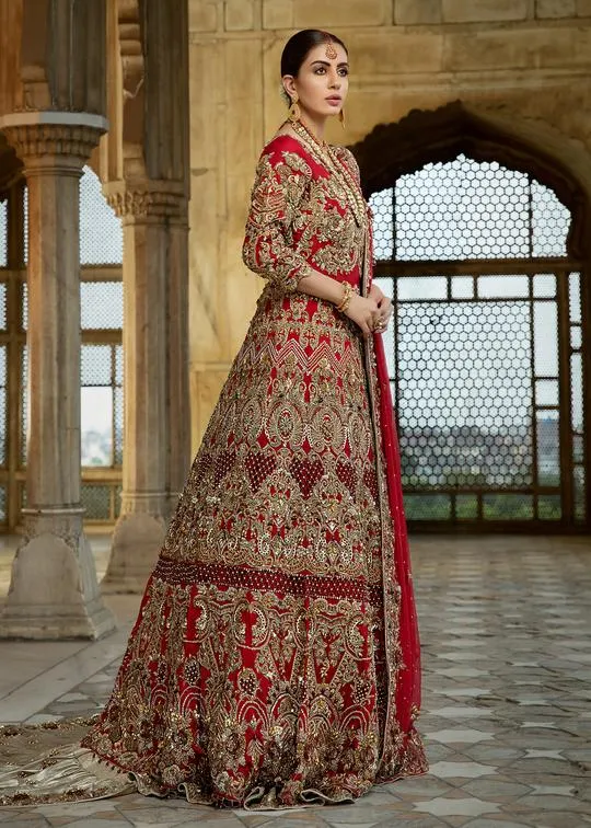 Pakistani Bridal Red Lehnga Dress for Wedding #J5181