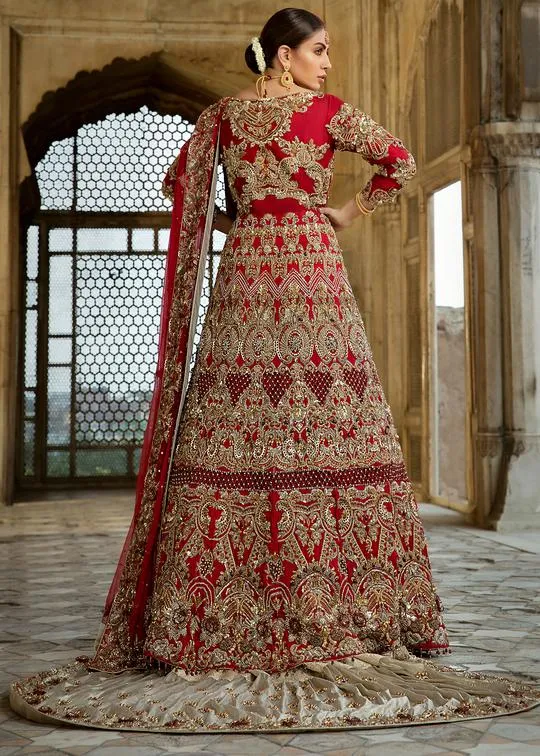 Pakistani Bridal Red Lehnga Dress for Wedding #J5181