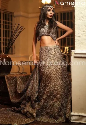 Pakistani Bridal Silver Lehnga Choli for Wedding #BB101