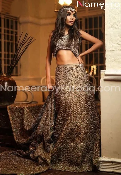 Pakistani Bridal Silver Lehnga Choli for Wedding #BB101