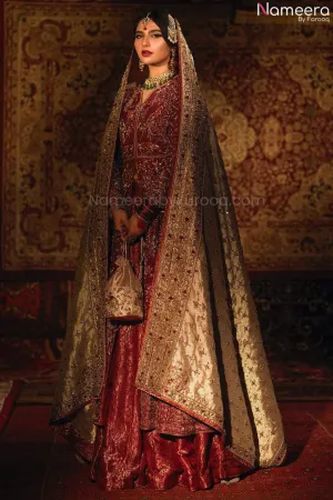 Pakistani Designer Red Bridal Lehenga Gown Dress #BN971