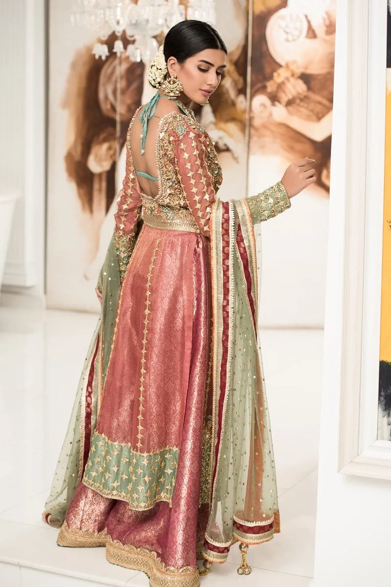 Pakistani Jamawar Pashwaz Lehnga in Pink Color #Y2012