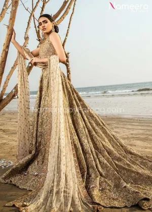 Pakistani Lehenga Choli for Bride in Copper Gold #BS37