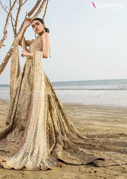 Pakistani Lehenga Choli for Bride in Copper Gold #BS37