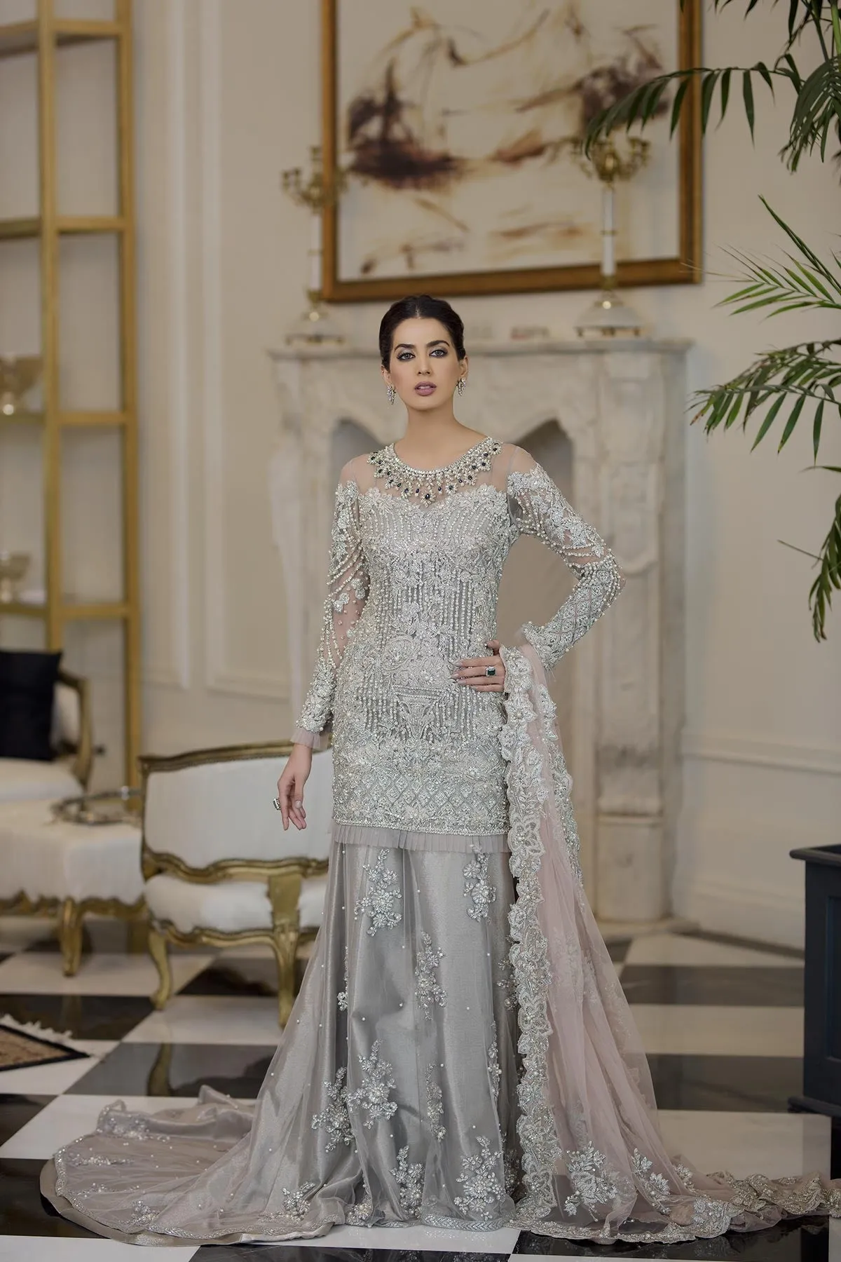 Pakistani Net Bridal Lehnga Outfit  #C2102