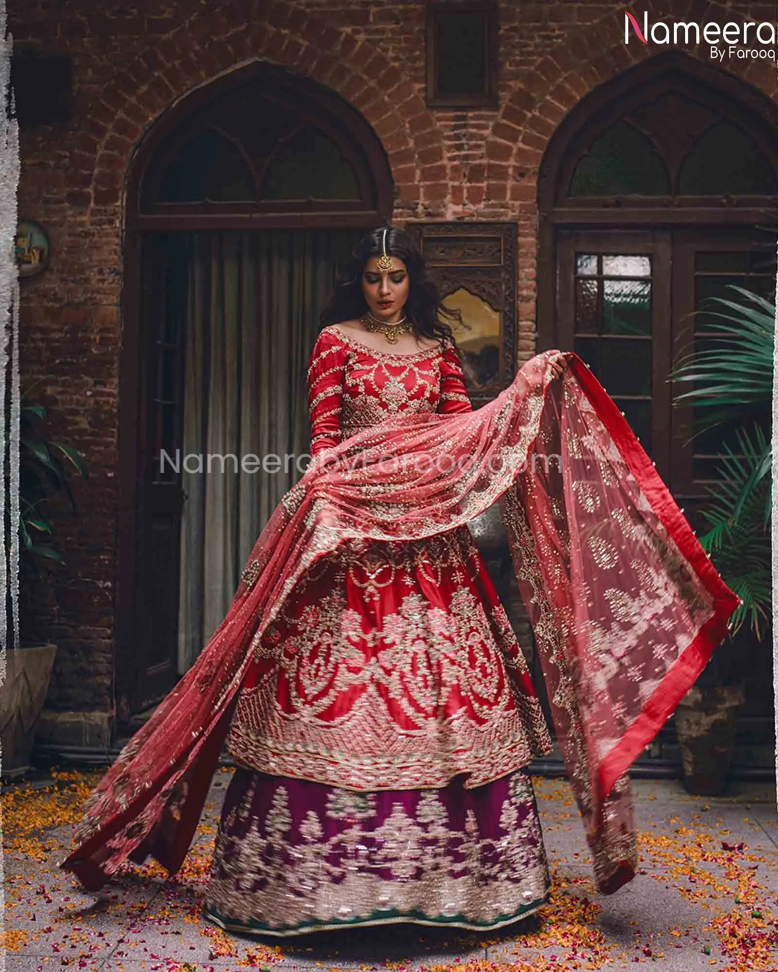Pakistani Red Lehenga Bridal for Wedding 2021 #BR185
