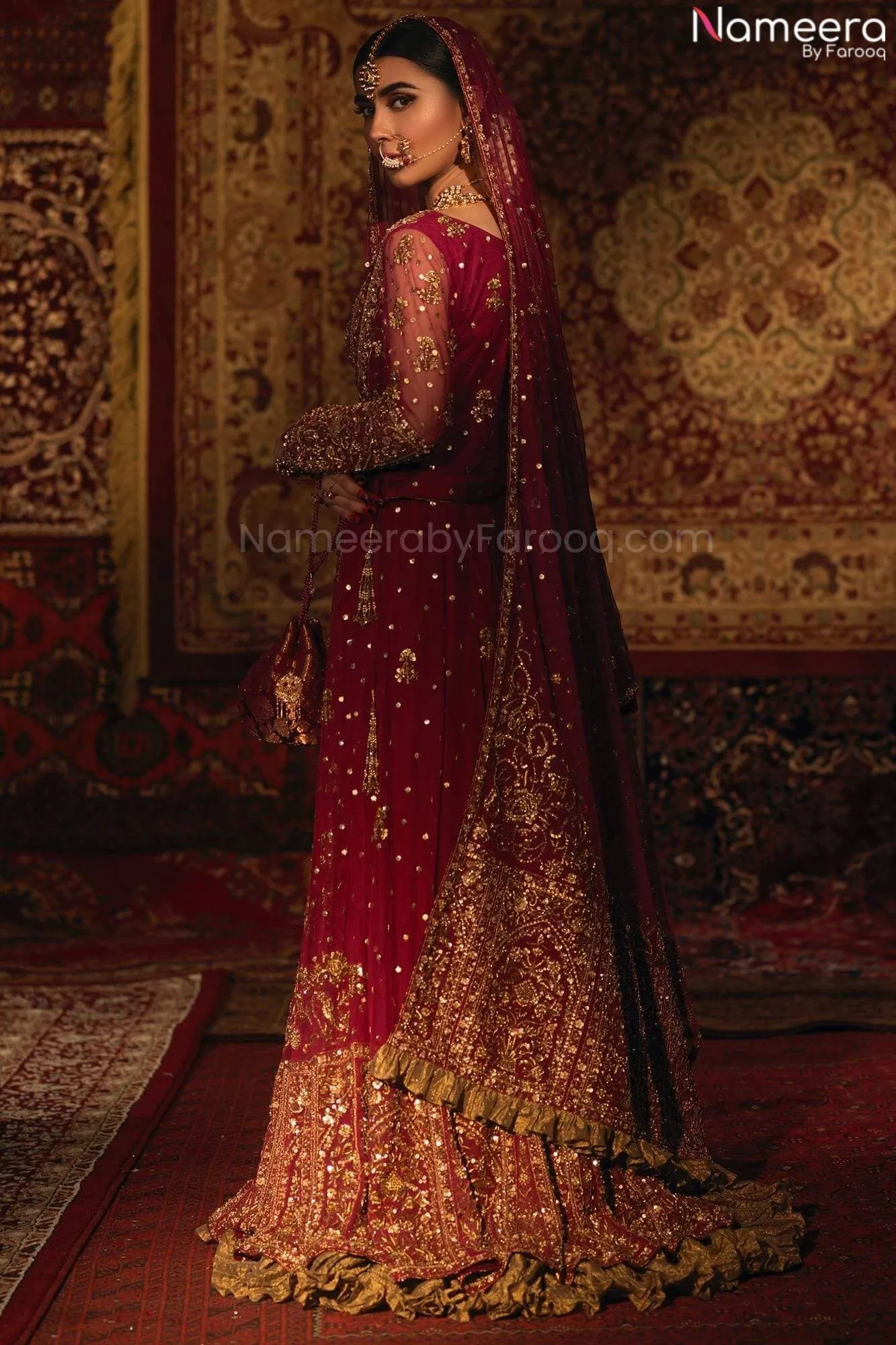 Pakistani Red Lehenga Dress for Wedding Wear #BN981